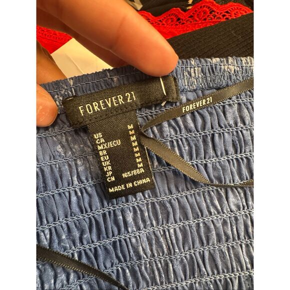 Forever 21 Blue Floral Strapless Smocked Tube Top – Size M - Picture 6 of 8